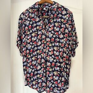 Jennifer Moore Navy Floral Blouse and Pants Set - Small